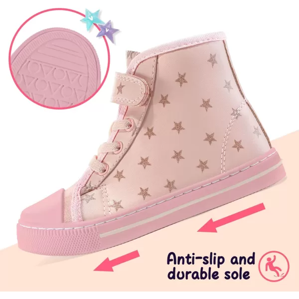 K KomForme Toddler Boys and Girls Sneakers Canvas High Top Sneakers Kids Walking Shoes