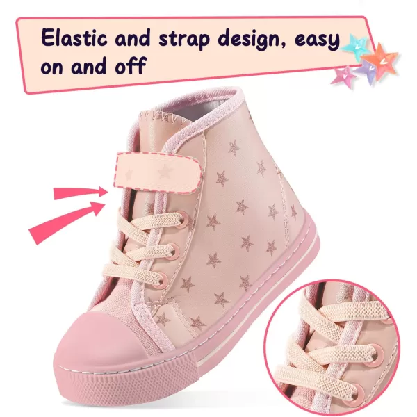 K KomForme Toddler Boys and Girls Sneakers Canvas High Top Sneakers Kids Walking Shoes