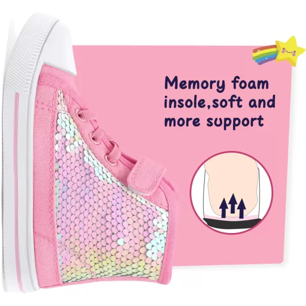 K KomForme Toddler Boys and Girls Sneakers Canvas High Top Sneakers Kids Walking Shoes
