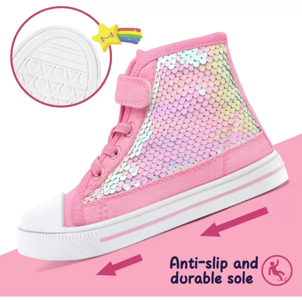 K KomForme Toddler Boys and Girls Sneakers Canvas High Top Sneakers Kids Walking Shoes