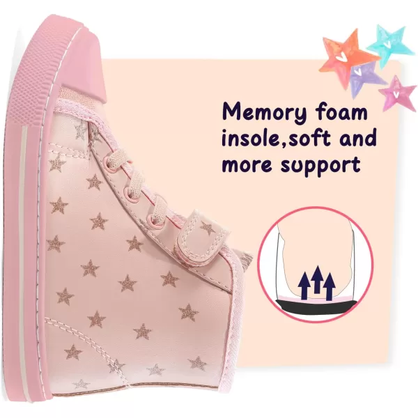 K KomForme Toddler Boys and Girls Sneakers Canvas High Top Sneakers Kids Walking Shoes