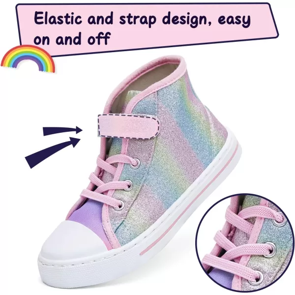 K KomForme Toddler Boys and Girls Sneakers Canvas High Top Sneakers Kids Walking Shoes