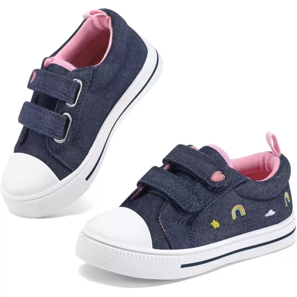K KomForme Toddler Sneakers for Boys and Girls Cartoon Dual Hook and Loops Sneakers Baby Canvas Shoes