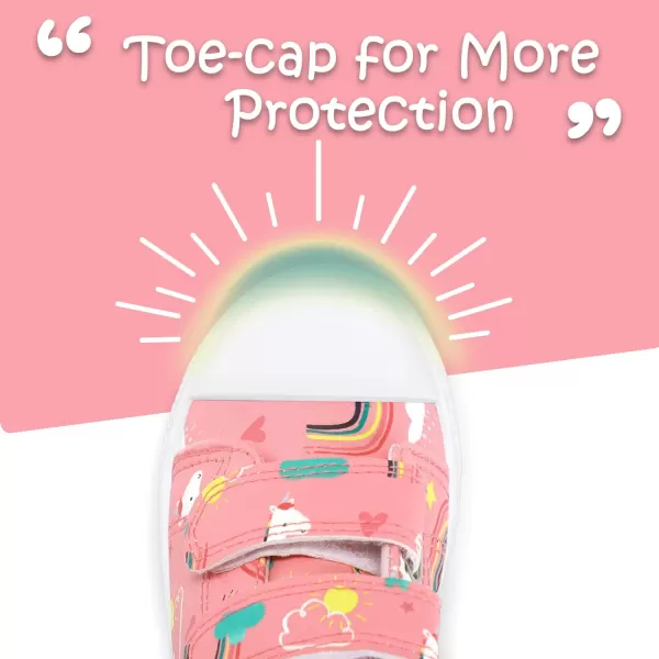 K KomForme Toddler Sneakers for Boys and Girls Cartoon Dual Hook and Loops Sneakers Baby Canvas Shoes
