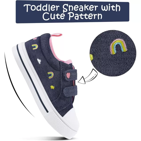K KomForme Toddler Sneakers for Boys and Girls Cartoon Dual Hook and Loops Sneakers Baby Canvas Shoes