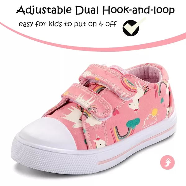 K KomForme Toddler Sneakers for Boys and Girls Cartoon Dual Hook and Loops Sneakers Baby Canvas Shoes