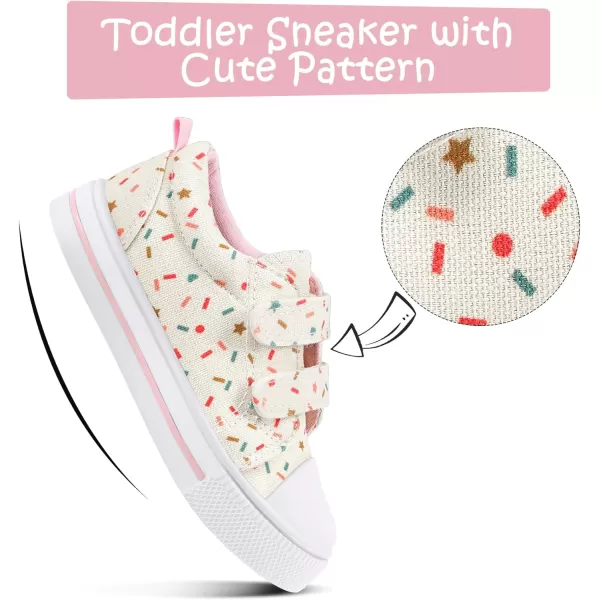 K KomForme Toddler Sneakers for Boys and Girls Cartoon Dual Hook and Loops Sneakers Baby Canvas Shoes