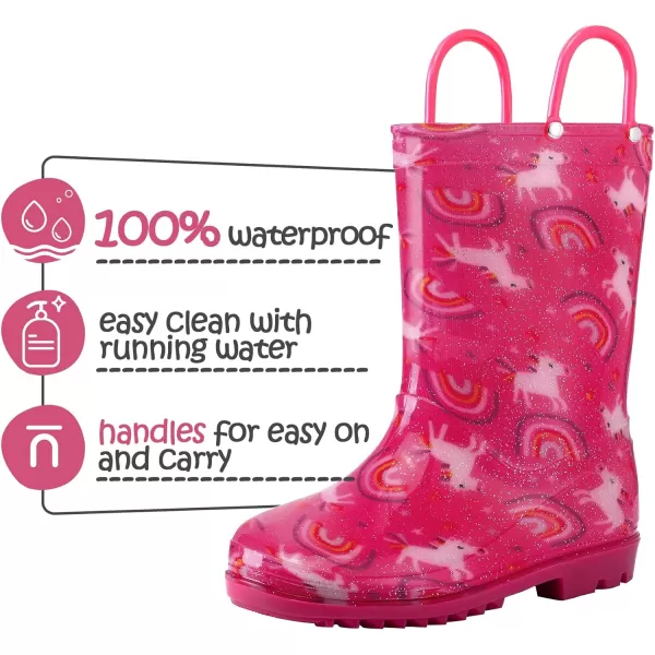 Kids Boys Girls Rain Boots with Easy-on Handles Rainboots 