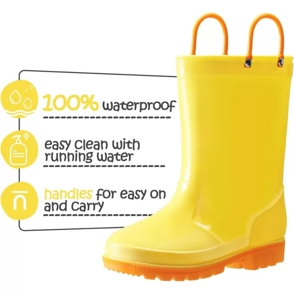 Kids Boys Girls Rain Boots with Easy-on Handles Rainboots 