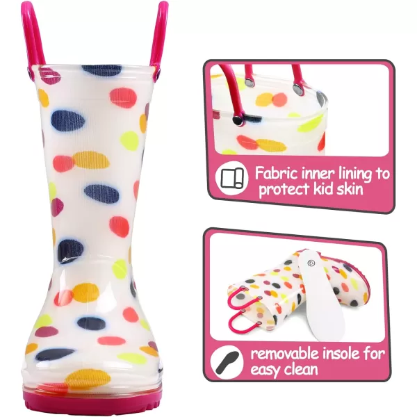 Kids Boys Girls Rain Boots with Easy-on Handles Rainboots 