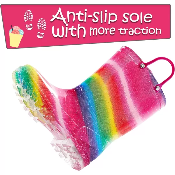 Kids Boys Girls Rain Boots with Easy-on Handles Rainboots 