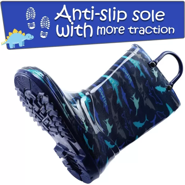 Kids Boys Girls Rain Boots with Easy-on Handles Rainboots 