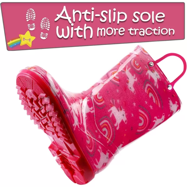 Kids Boys Girls Rain Boots with Easy-on Handles Rainboots 
