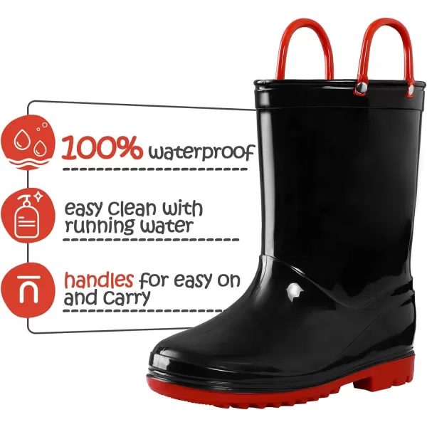 Kids Boys Girls Rain Boots with Easy-on Handles Rainboots 