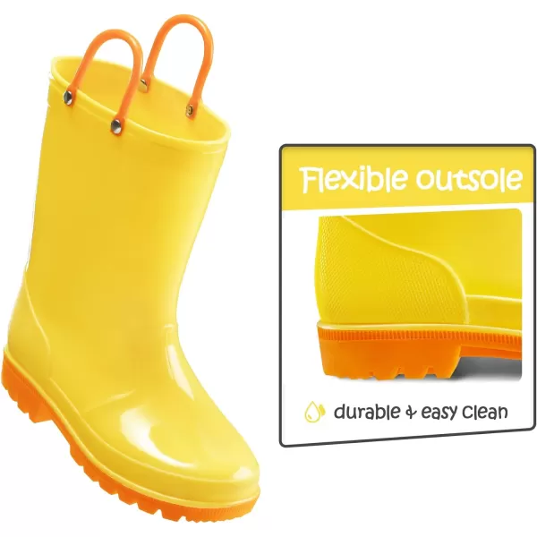 Kids Boys Girls Rain Boots with Easy-on Handles Rainboots 