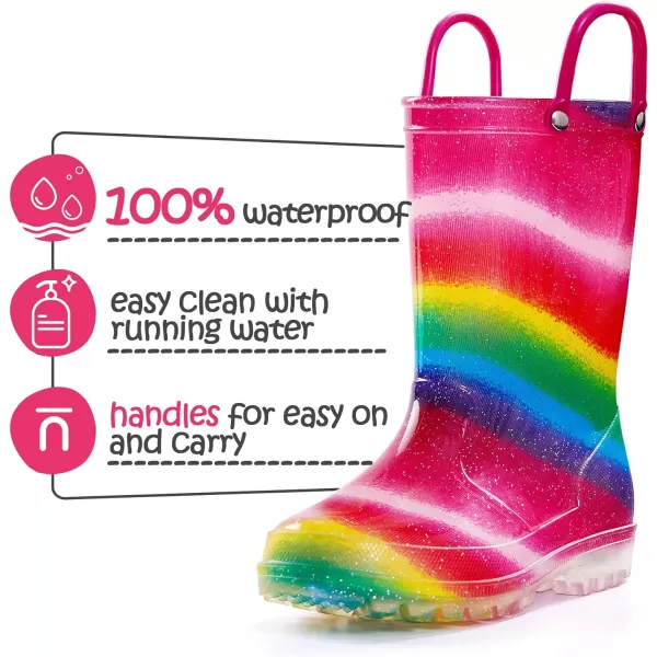 Kids Boys Girls Rain Boots with Easy-on Handles Rainboots 