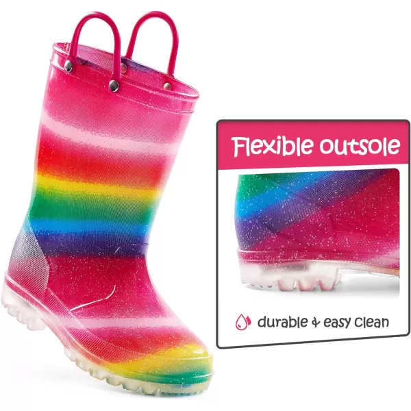 Kids Boys Girls Rain Boots with Easy-on Handles Rainboots 