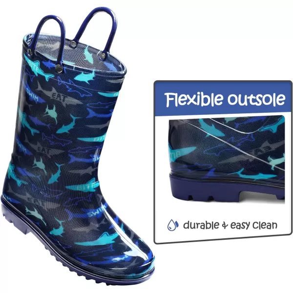 Kids Boys Girls Rain Boots with Easy-on Handles Rainboots 