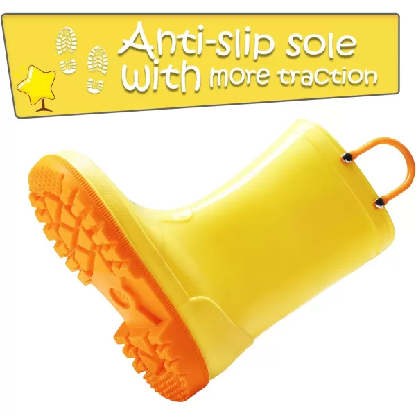 Kids Boys Girls Rain Boots with Easy-on Handles Rainboots 