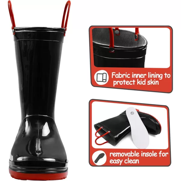 Kids Boys Girls Rain Boots with Easy-on Handles Rainboots 