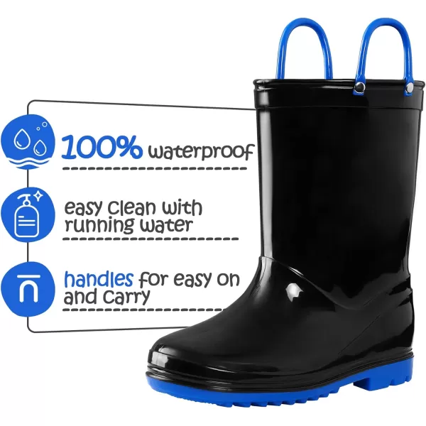 Kids Boys Girls Rain Boots with Easy-on Handles Rainboots 