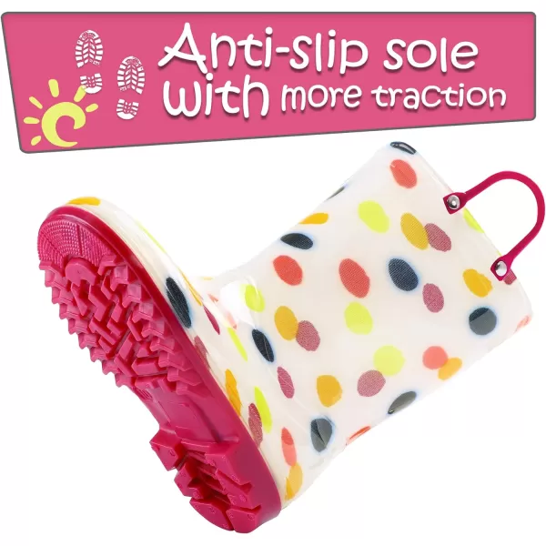 Kids Boys Girls Rain Boots with Easy-on Handles Rainboots 