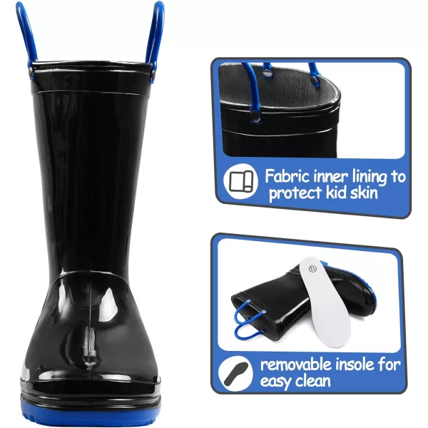 Kids Boys Girls Rain Boots with Easy-on Handles Rainboots 