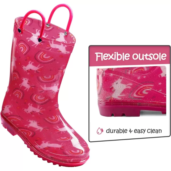 Kids Boys Girls Rain Boots with Easy-on Handles Rainboots 