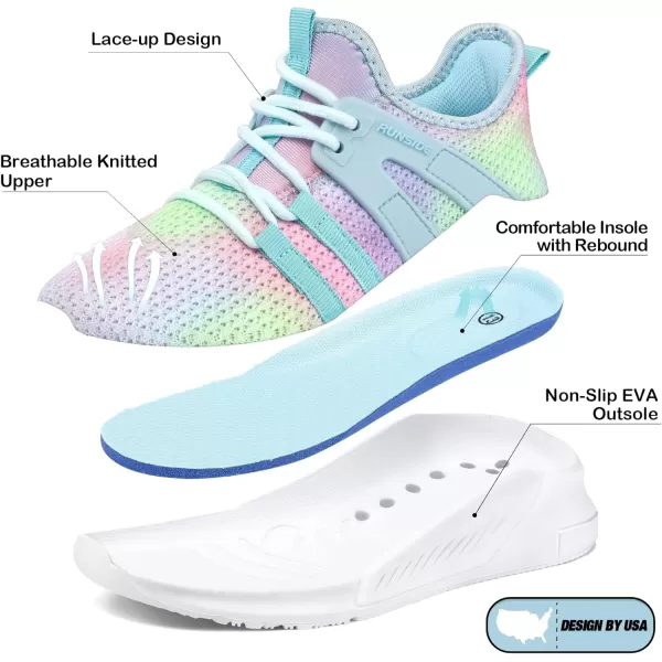 RUNSIDE Girls Lightweight Sneakers Kids Tennis Sports Shoes Lace-up for Running/Walking, Toddler/Little Kid/Big Kid