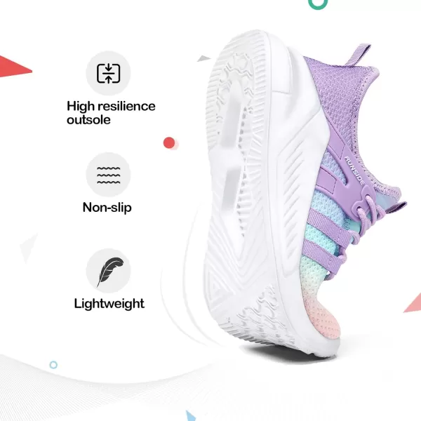 RUNSIDE Girls Lightweight Sneakers Kids Tennis Sports Shoes Lace-up for Running/Walking, Toddler/Little Kid/Big Kid