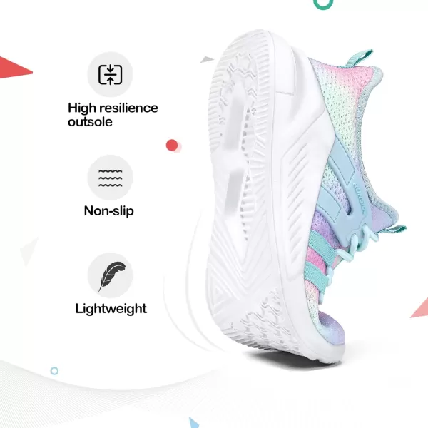 RUNSIDE Girls Lightweight Sneakers Kids Tennis Sports Shoes Lace-up for Running/Walking, Toddler/Little Kid/Big Kid