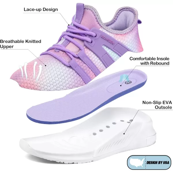 RUNSIDE Girls Lightweight Sneakers Kids Tennis Sports Shoes Lace-up for Running/Walking, Toddler/Little Kid/Big Kid