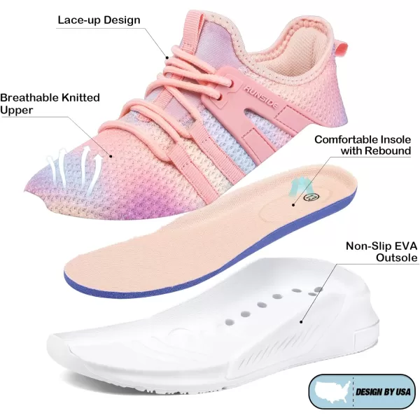 RUNSIDE Girls Lightweight Sneakers Kids Tennis Sports Shoes Lace-up for Running/Walking, Toddler/Little Kid/Big Kid