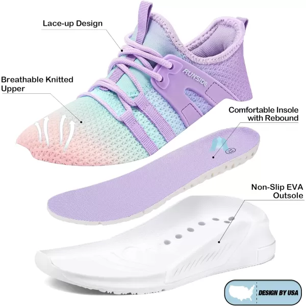 RUNSIDE Girls Lightweight Sneakers Kids Tennis Sports Shoes Lace-up for Running/Walking, Toddler/Little Kid/Big Kid