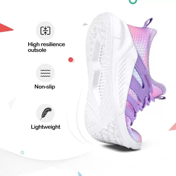 RUNSIDE Girls Lightweight Sneakers Kids Tennis Sports Shoes Lace-up for Running/Walking, Toddler/Little Kid/Big Kid
