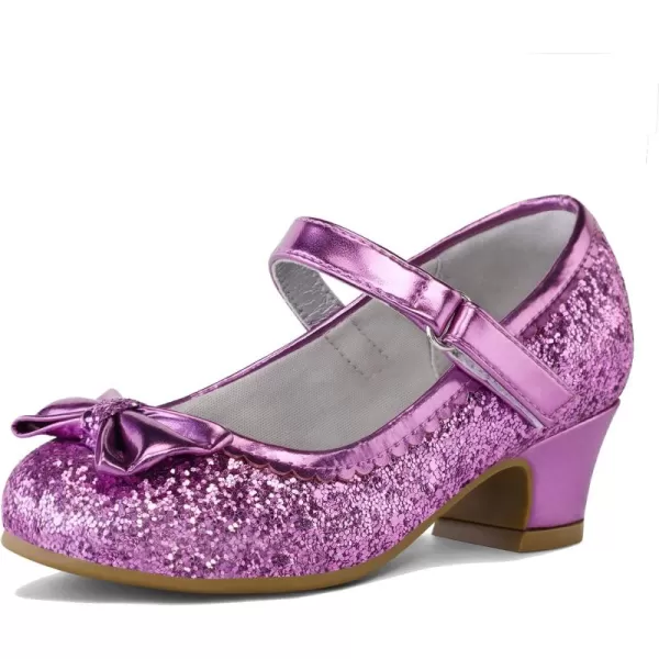 K KomForme Girl's Dress Shoes Mary Jane Glitter 1.5in Low Heel Wedding Party Princess Shoes for Toddler/Little/Big Kids