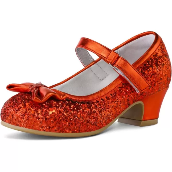 K KomForme Girl's Dress Shoes Mary Jane Glitter 1.5in Low Heel Wedding Party Princess Shoes for Toddler/Little/Big Kids
