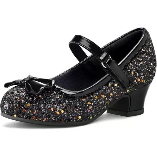 K KomForme Girl's Dress Shoes Mary Jane Glitter 1.5in Low Heel Wedding Party Princess Shoes for Toddler/Little/Big Kids