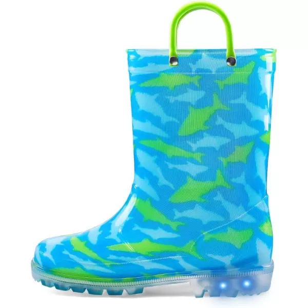 K KomForme Kids Rain Boots, Waterproof Light up Boots with Easy-on Handles