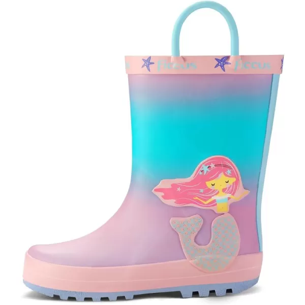 K KomForme Kids Rain Boots Waterproof Printed Rubber boots with Handles