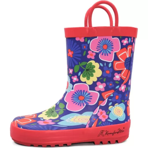 K KomForme Kids Rain Boots Waterproof Printed Rubber boots with Handles
