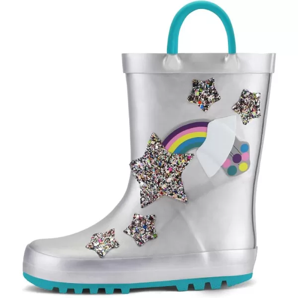 K KomForme Kids Rain Boots Waterproof Printed Rubber boots with Handles
