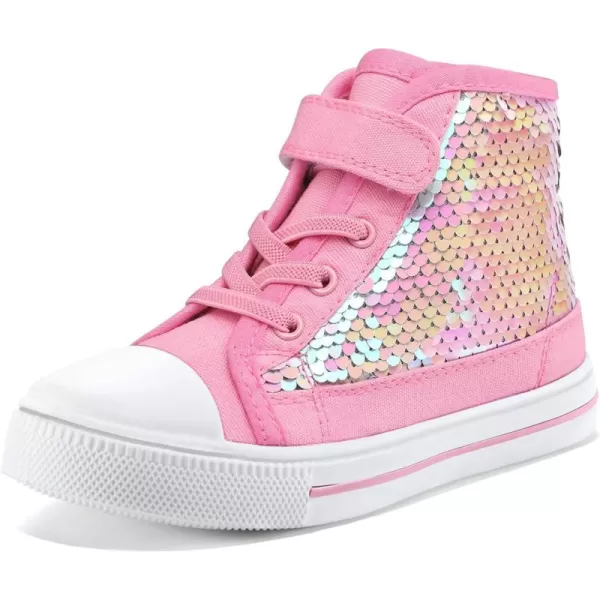 K KomForme Toddler Boys and Girls Sneakers Canvas High Top Sneakers Kids Walking Shoes