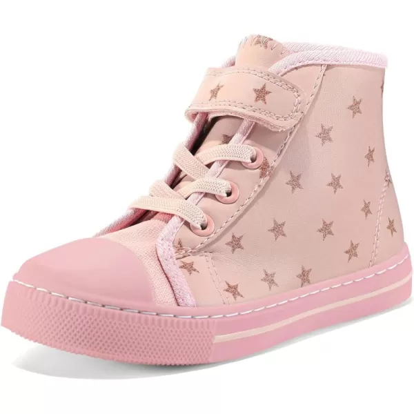 K KomForme Toddler Boys and Girls Sneakers Canvas High Top Sneakers Kids Walking Shoes