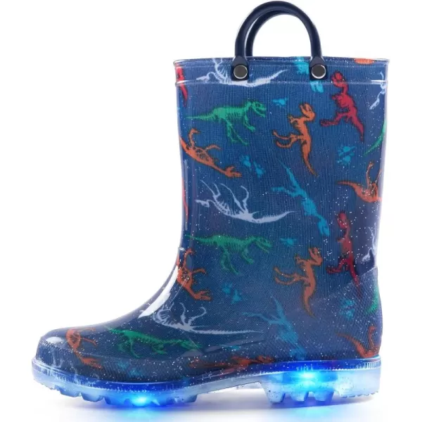 K KomForme Toddler Light Up Rain Boots for Girls Boys Patterns and Glitter Waterproof Rain Boots with Handles Outdoors