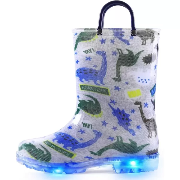 K KomForme Toddler Light Up Rain Boots for Girls Boys Patterns and Glitter Waterproof Rain Boots with Handles Outdoors