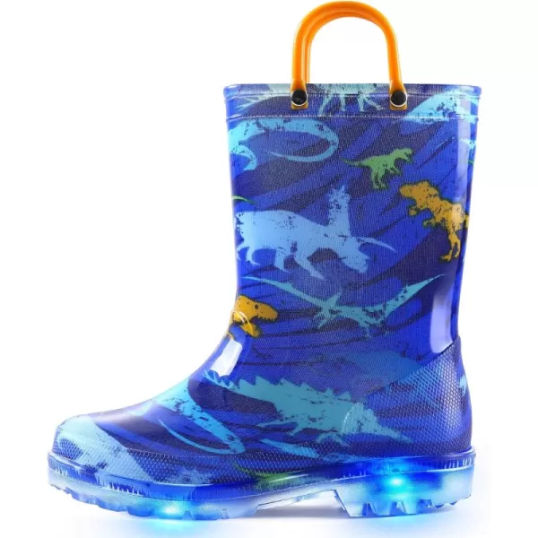 K KomForme Toddler Light Up Rain Boots for Girls Boys Patterns and Glitter Waterproof Rain Boots with Handles Outdoors