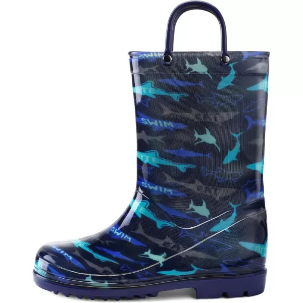 Kids Boys Girls Rain Boots with Easy-on Handles Rainboots 