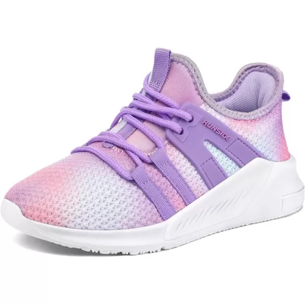 RUNSIDE Girls Lightweight Sneakers Kids Tennis Sports Shoes Lace-up for Running/Walking, Toddler/Little Kid/Big Kid