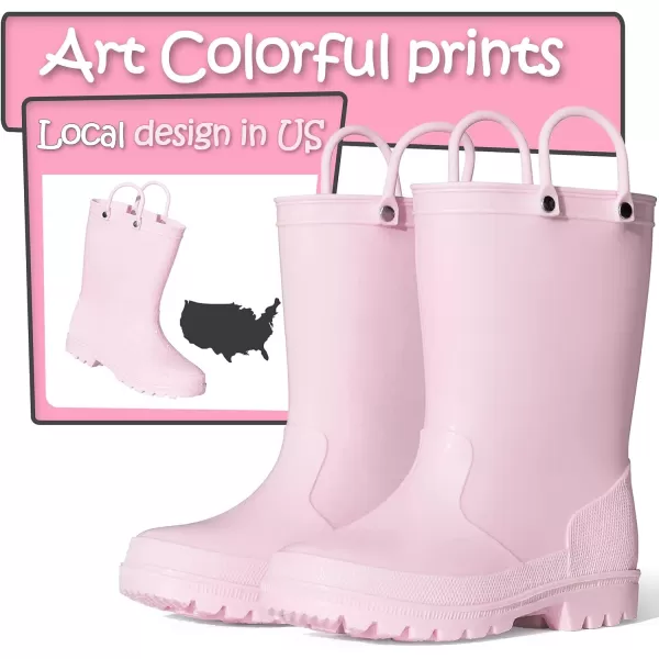 K KomForme Kids Rain Boots, Toddler Girls &amp; Boys Rain Boots Waterproof Memory Foam Insole and Easy-on Handles